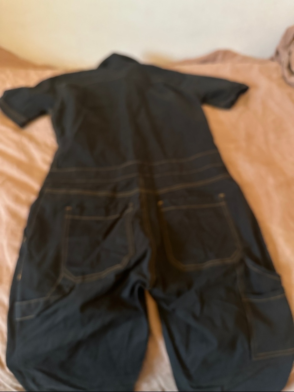 Wildfang ladies Black Short-Sleeve Utility Small Jumpsuit w/Contrast Stitching - Picture 5 of 5